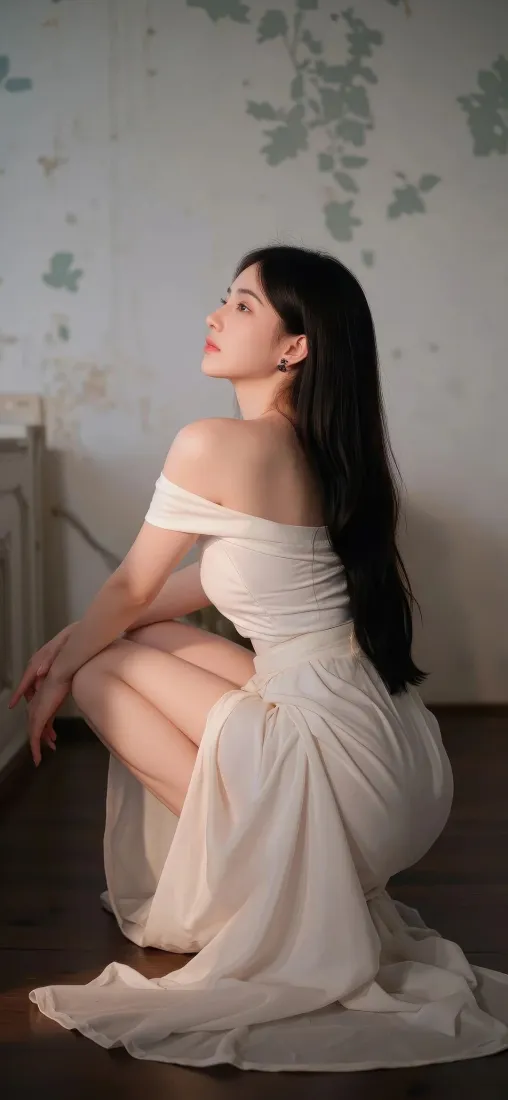 白衣美女手机壁纸｜复古墙面背景 - 优雅气质Ios「哲风壁纸」