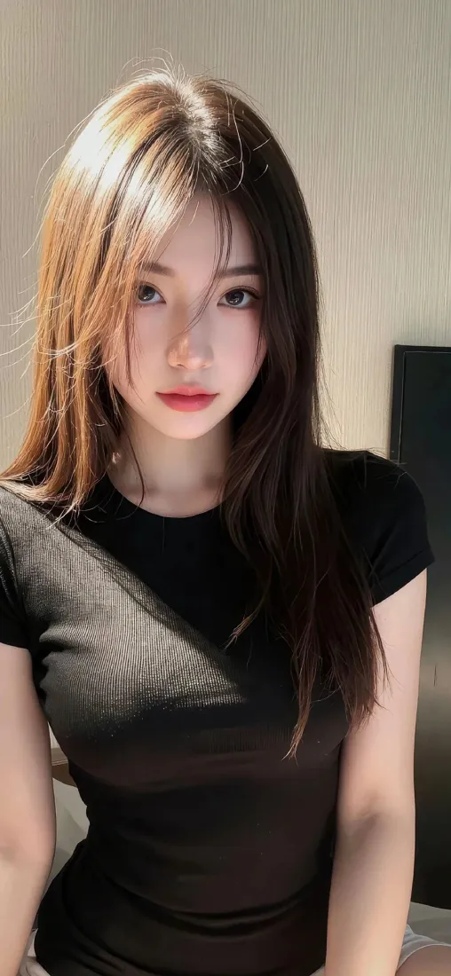 黑衣美女手机壁纸｜室内背景图片 - Ios「哲风壁纸」