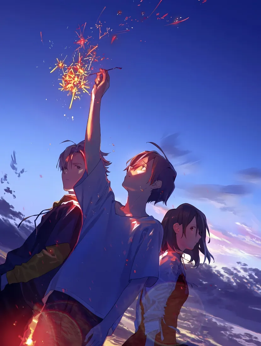 夏日幻魂手机壁纸｜蓝天背景图片 - 烟花「哲风壁纸」