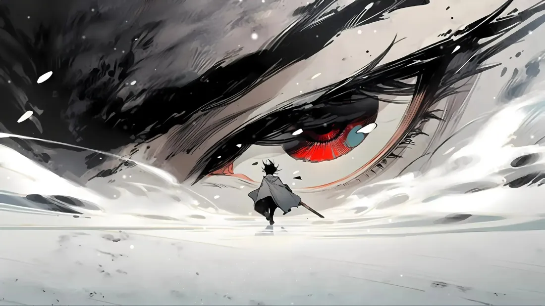 3k水墨侠客壁纸｜红瞳背景图 - 国风武侠意境「哲风壁纸」