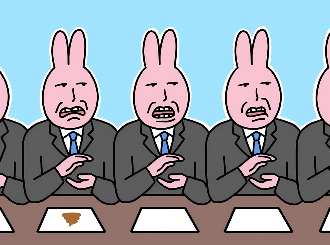 2k粉红兔壁纸｜职场开会背景图片 - 卡通兔子「哲风壁纸」