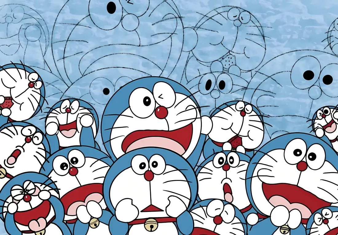 2k哆啦A梦壁纸｜蓝色背景图片 - 机器猫可爱「哲风壁纸」