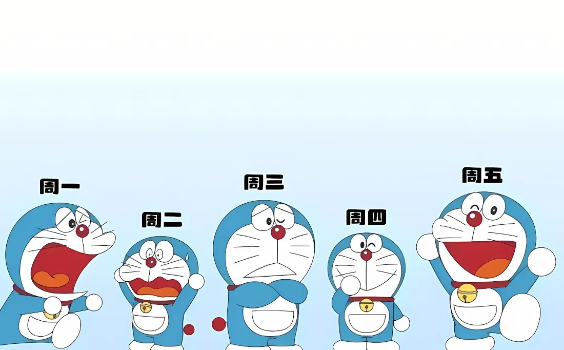 2k哆啦A梦壁纸｜蓝色背景 - 多表情机器猫「哲风壁纸」