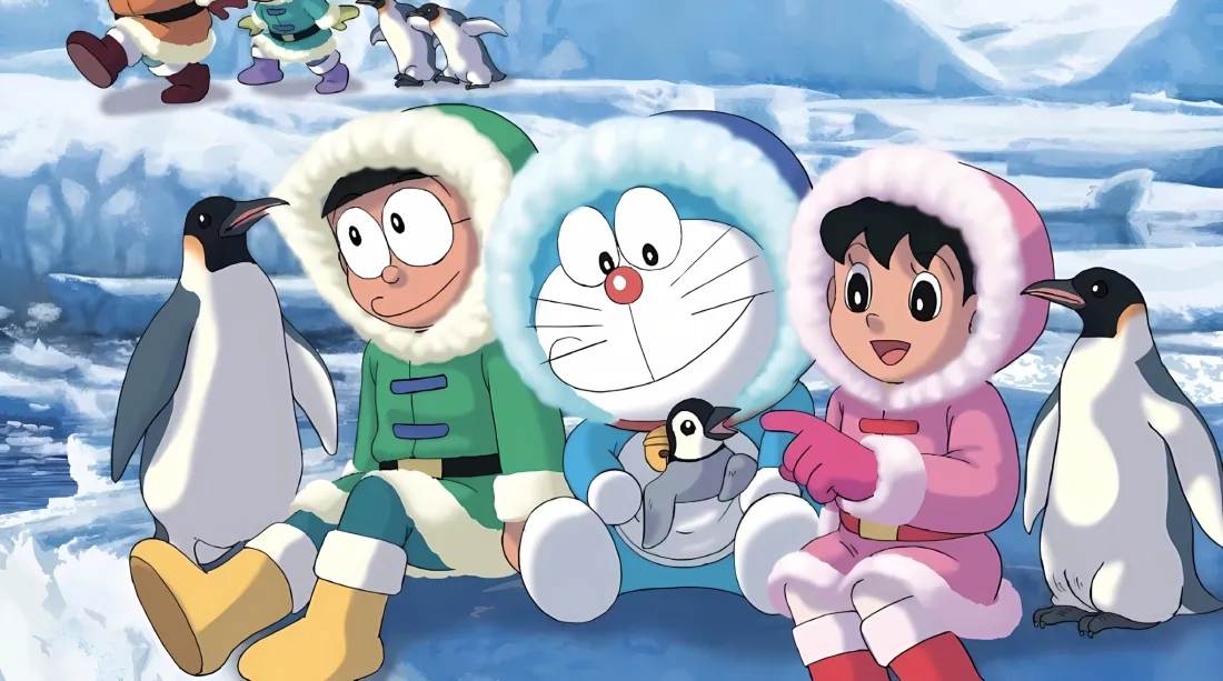 2k哆啦A梦壁纸｜雪地背景图片 - 大雄静香企鹅「哲风壁纸」