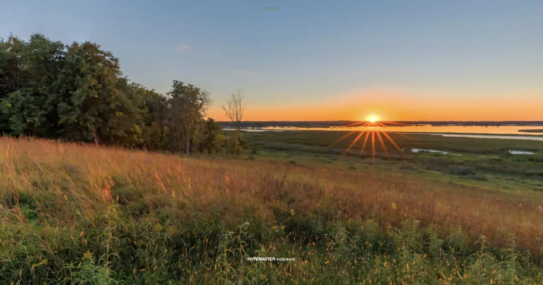 2k日落原野壁纸｜自然风景背景图片 - 阳光草地自由「哲风壁纸」