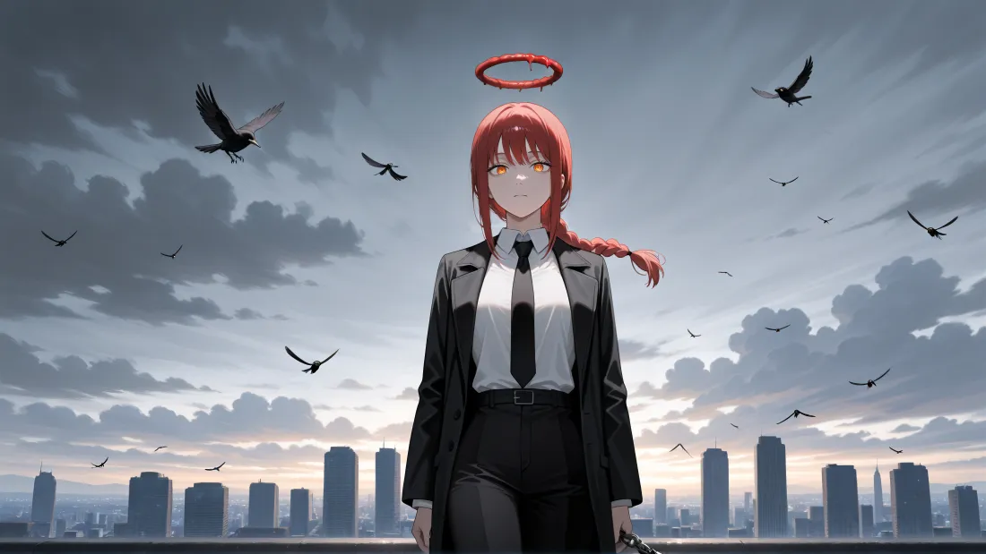 11k玛奇玛壁纸｜城市天际线背景图片 - 电锯人「哲风壁纸」