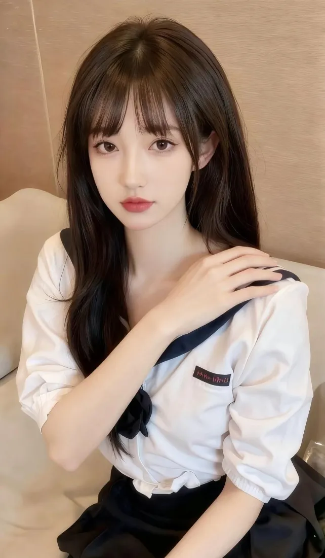 制服美女手机壁纸｜室内背景图片 - 写真「哲风壁纸」