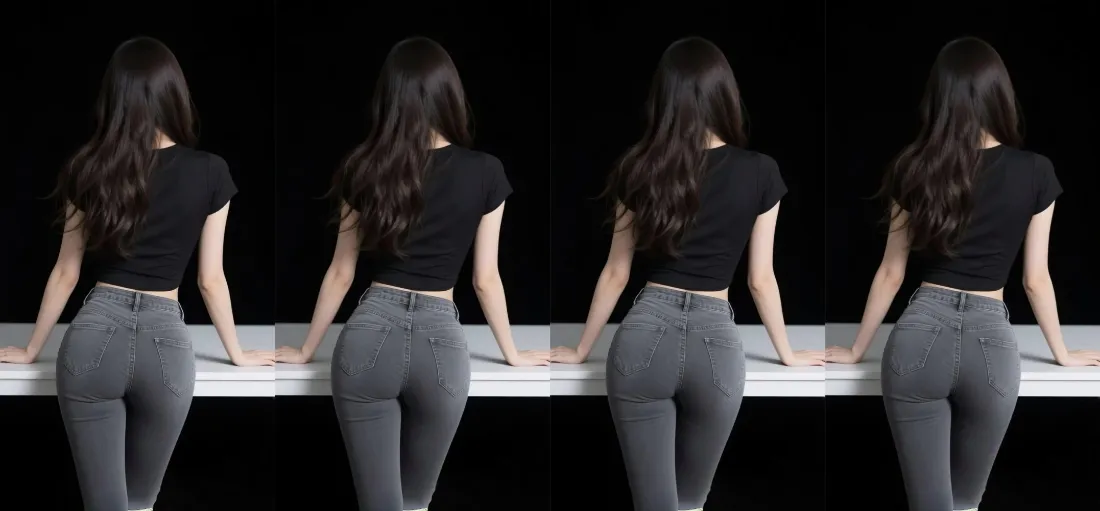 2k女性背影壁纸｜黑色背景图片 - 拼接穿搭「哲风壁纸」