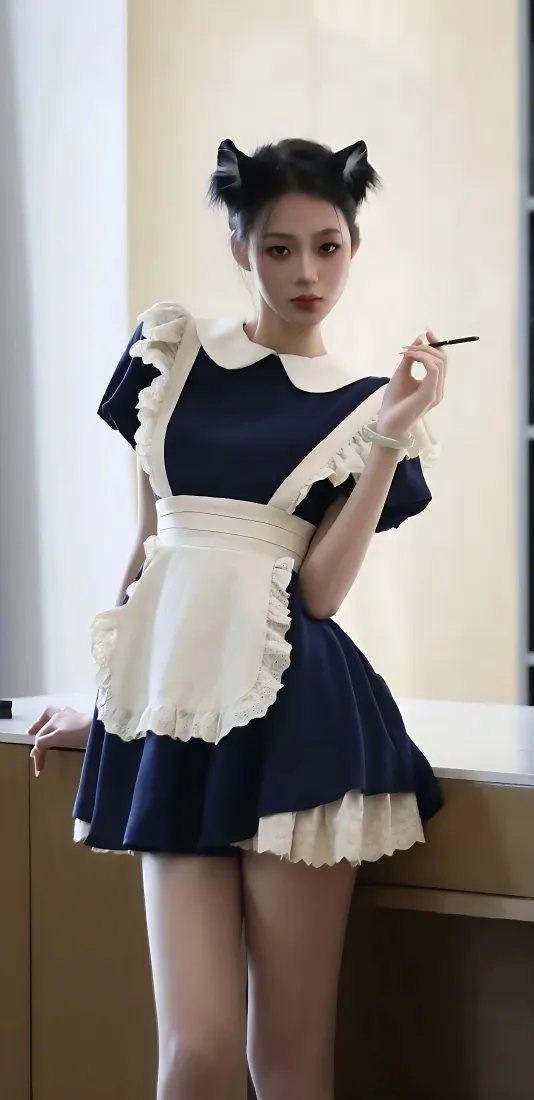 女仆装手机壁纸｜室内背景图片 - 美女猫耳性感「哲风壁纸」