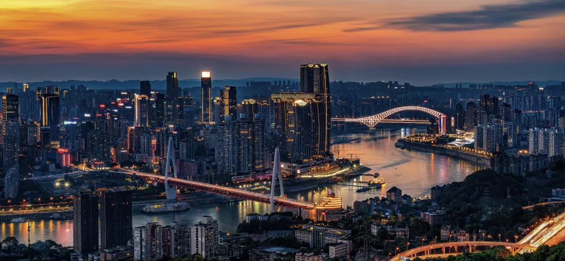 4k重庆夜景壁纸｜黄昏江景背景图片 - 高楼桥梁「哲风壁纸」