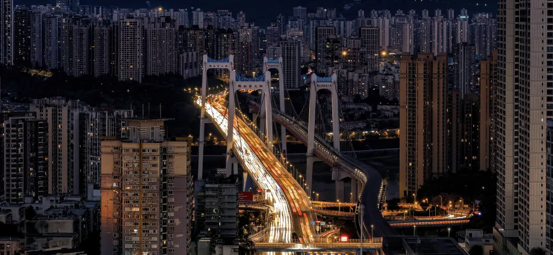 4k重庆夜景壁纸｜城市桥梁背景图片 - 高楼灯光「哲风壁纸」