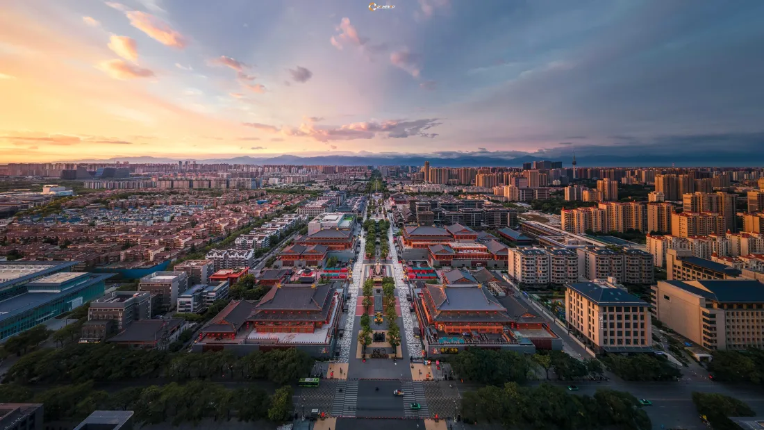 6k西安壁纸｜西安背景图片 - 黄昏城市建筑群「哲风壁纸」