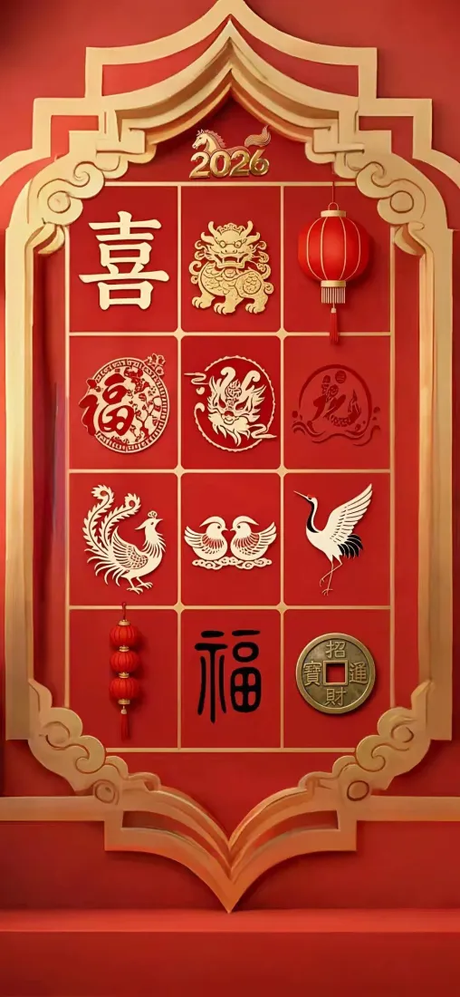 新年红色手机壁纸｜传统背景图片 - 福字喜字灯笼「哲风壁纸」