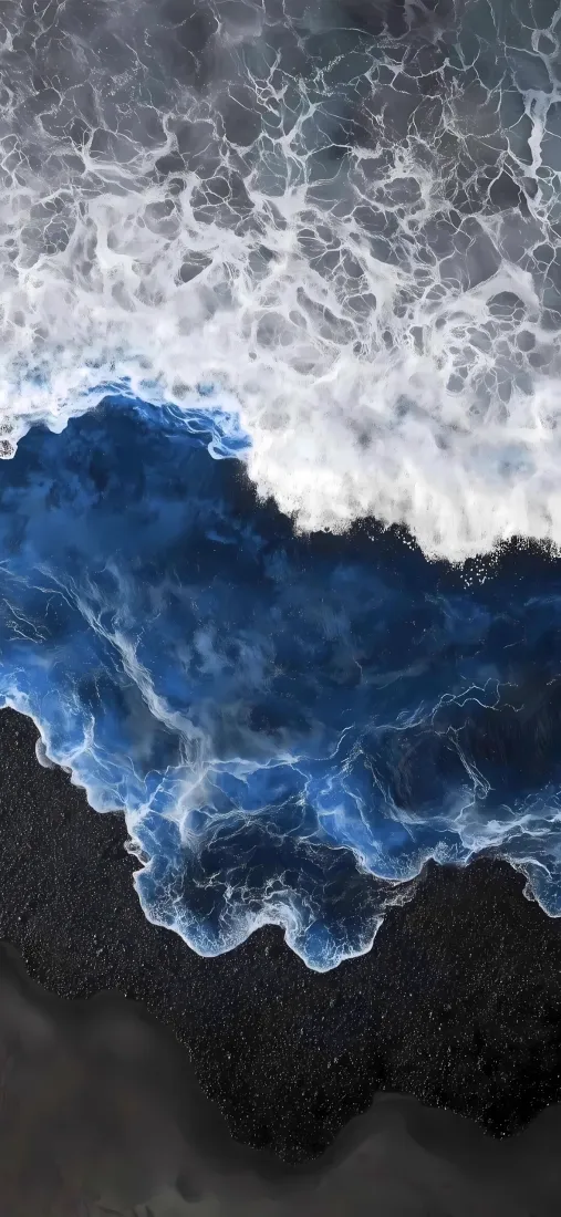 黑色沙滩手机壁纸｜自然风景背景图片 - 海浪「哲风壁纸」