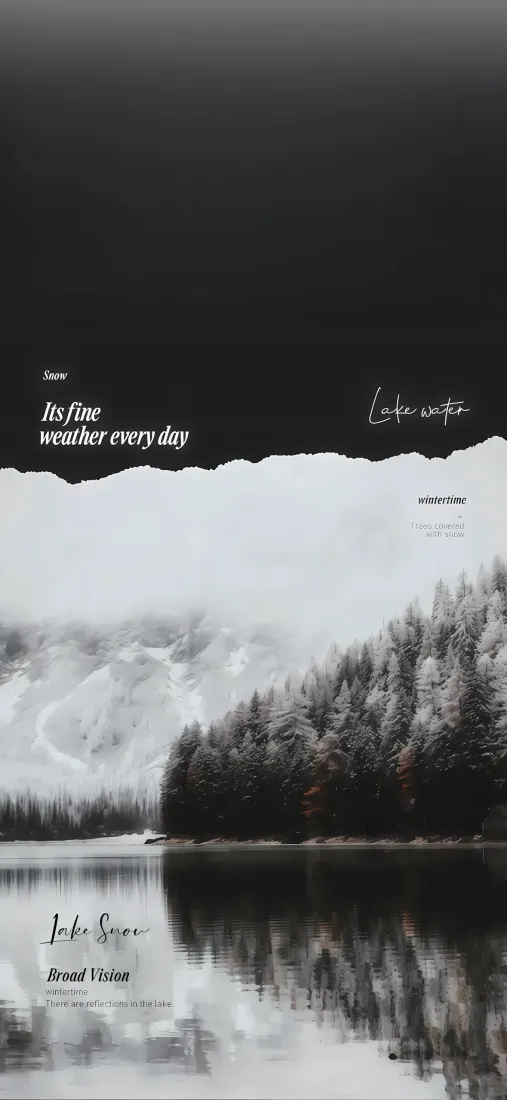 黑白水墨手机壁纸｜湖边丛林背景图片 - 自然风景「哲风壁纸」