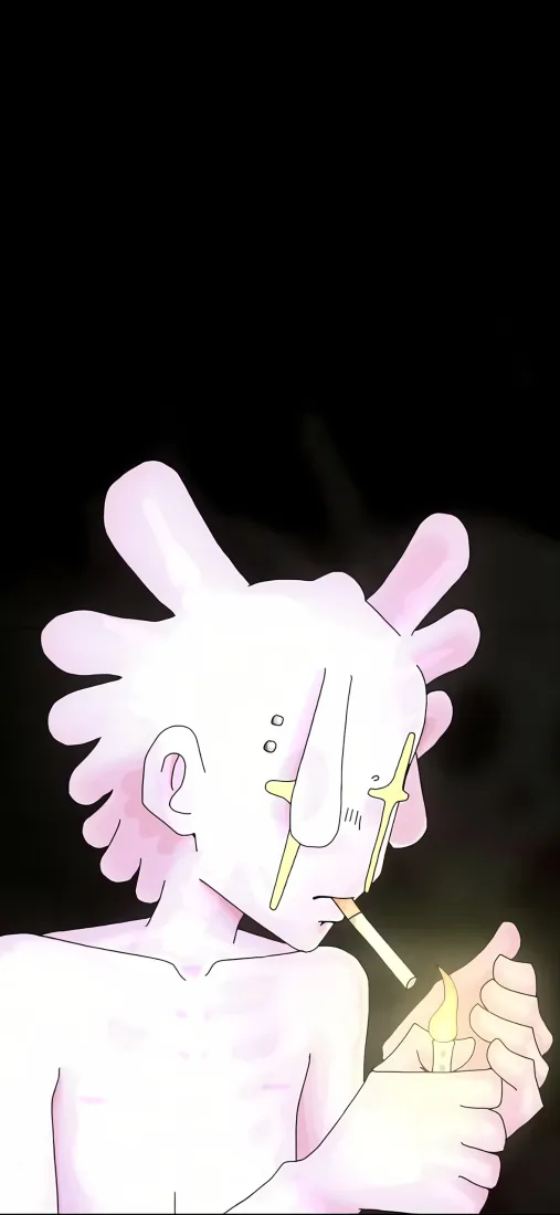 卡通男孩粉色头发手机壁纸｜点火动作背景图片 - 简约画风「哲风壁纸」