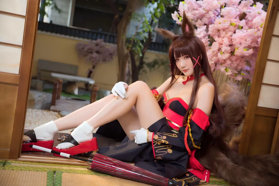 8kcosplay美女壁纸｜日式樱花背景图片 - 兽耳狐尾「哲风壁纸」