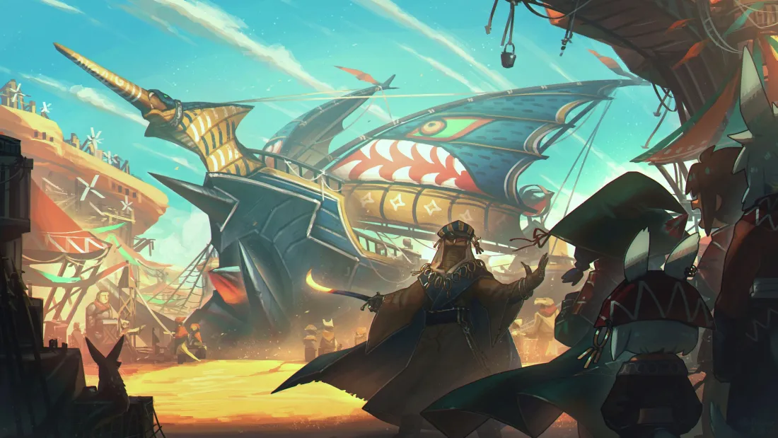 3k兽人异世界集市壁纸｜奇幻建筑背景 - 沙漠冒险「哲风壁纸」