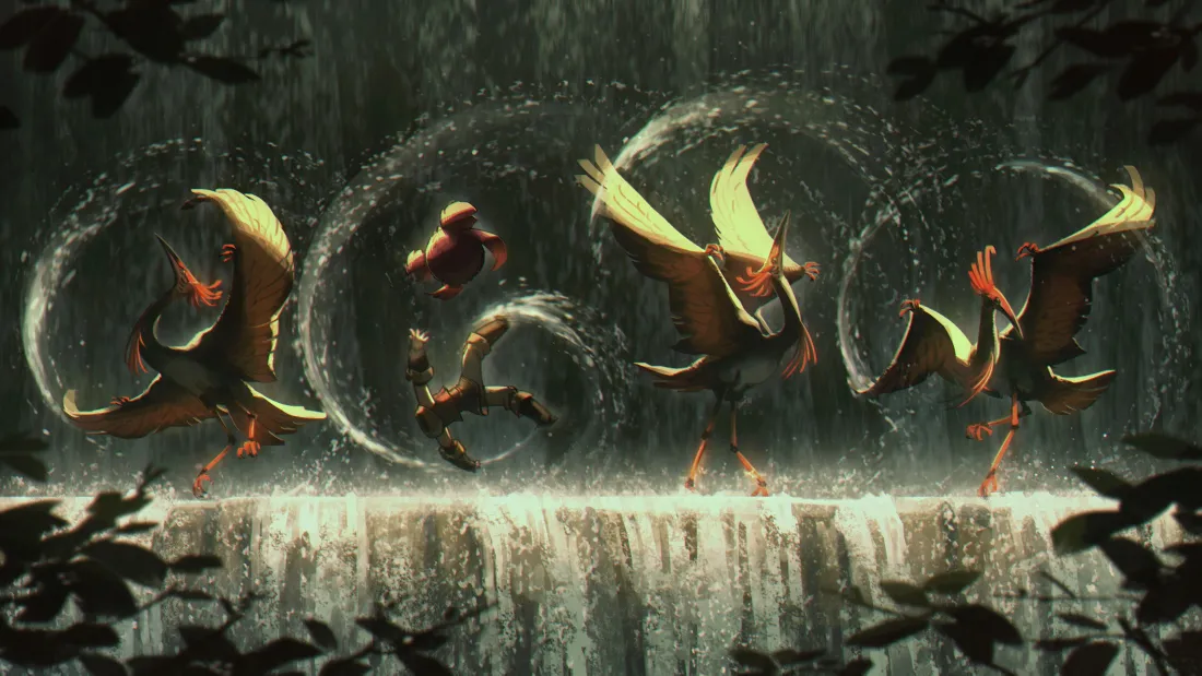 3k少女舞动壁纸｜森林瀑布背景图片 - 异世界飞鸟「哲风壁纸」