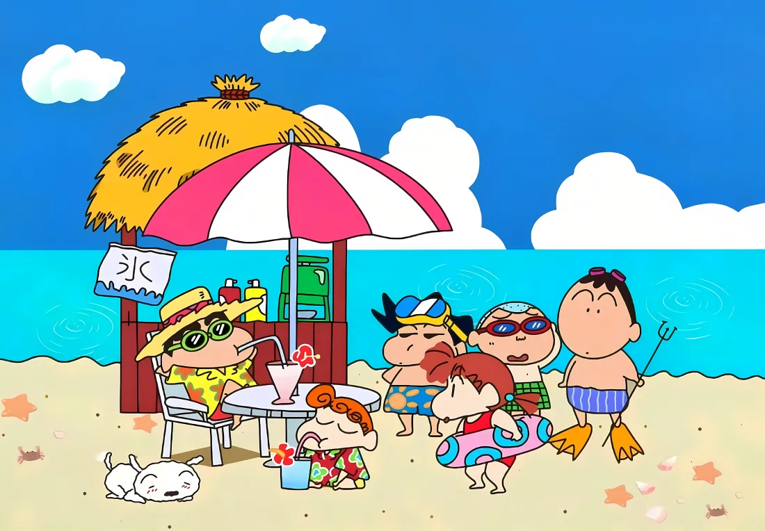 5k蜡笔小新壁纸｜沙滩背景图片 - 春日部防卫队「哲风壁纸」