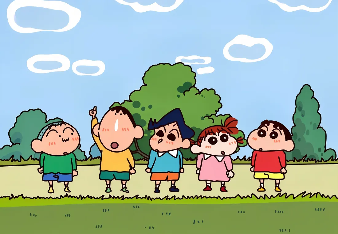 5k蜡笔小新壁纸｜户外草地背景图片 - 春日部防卫队「哲风壁纸」