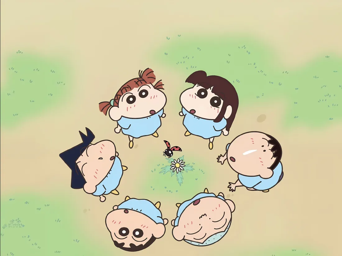 4k蜡笔小新壁纸｜草地背景图片 - 幼稚园小伙伴「哲风壁纸」