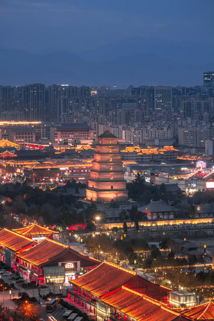 大雁塔手机壁纸｜西安夜景背景图片 - 城市风光「哲风壁纸」