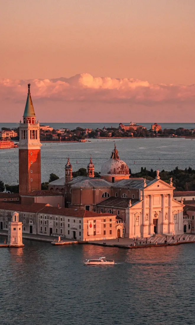威尼斯圣乔治马焦雷教堂手机壁纸｜欧洲游玩背景 - 日落「哲风壁纸」