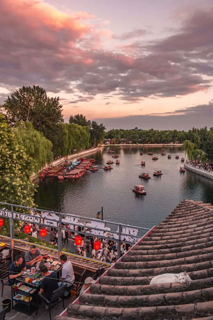 北京后海手机壁纸｜晚霞背景图片 - 中国风景「哲风壁纸」