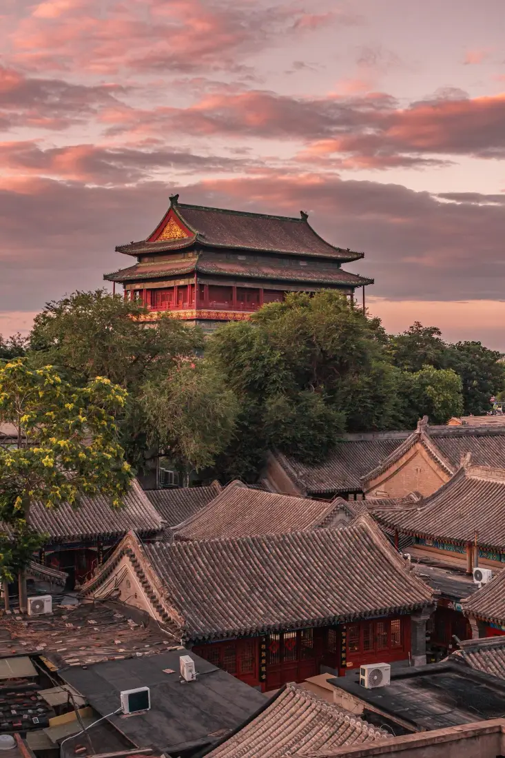 北京古建筑手机壁纸｜胡同晚霞背景图片 - 中国「哲风壁纸」