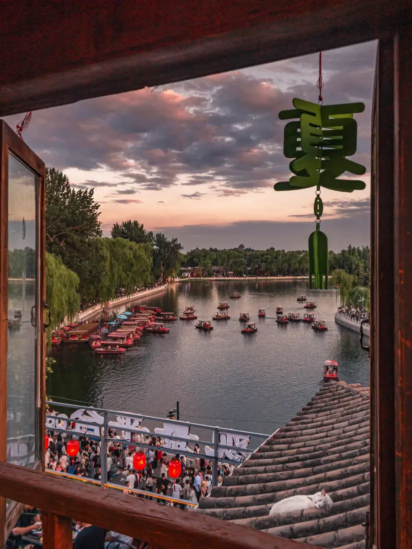 北京后海手机壁纸｜黄昏背景图片 - 中式建筑「哲风壁纸」