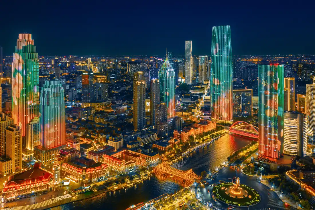 3k天津夜景壁纸｜城市风光背景图片 - 海河璀璨「哲风壁纸」