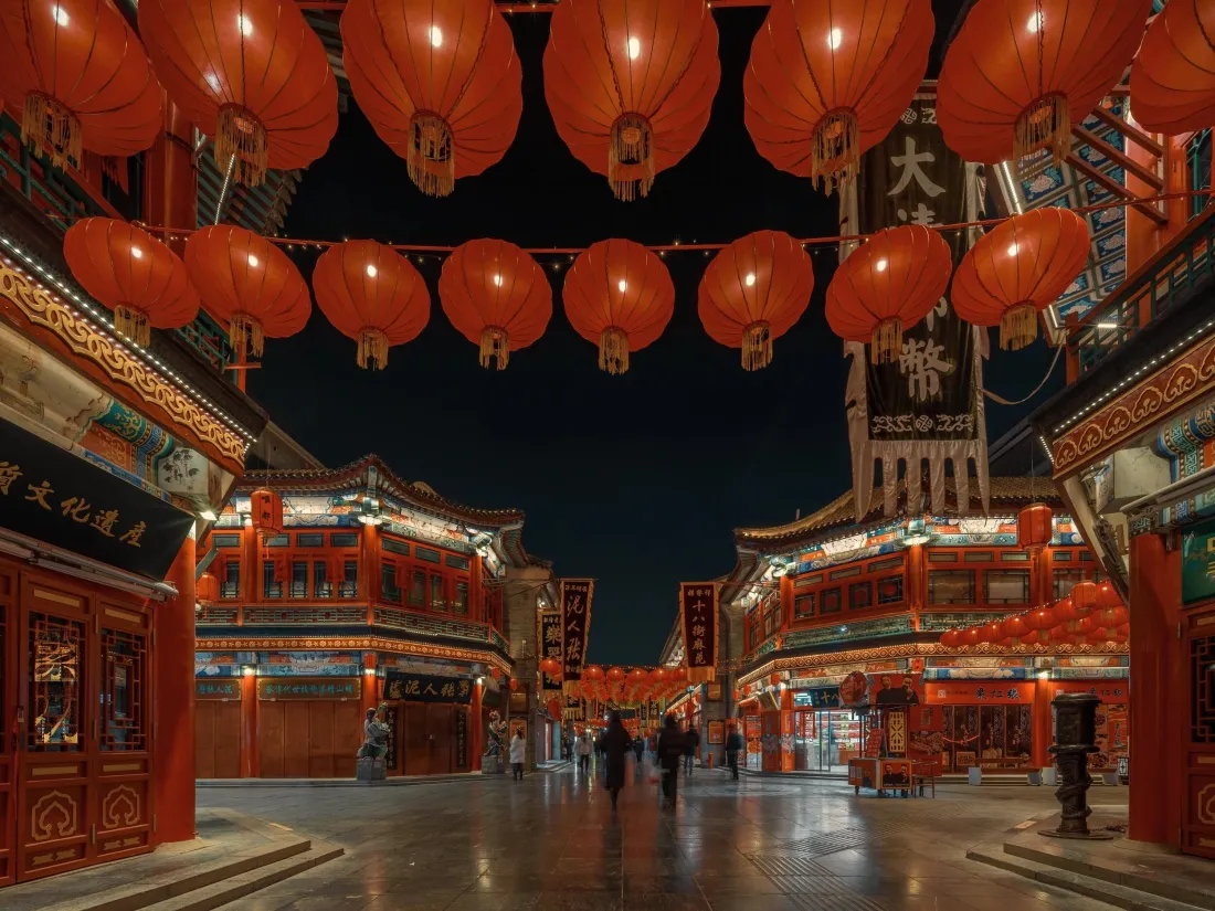 3k天津古文化街壁纸｜红灯笼背景图片 - 中国夜景「哲风壁纸」