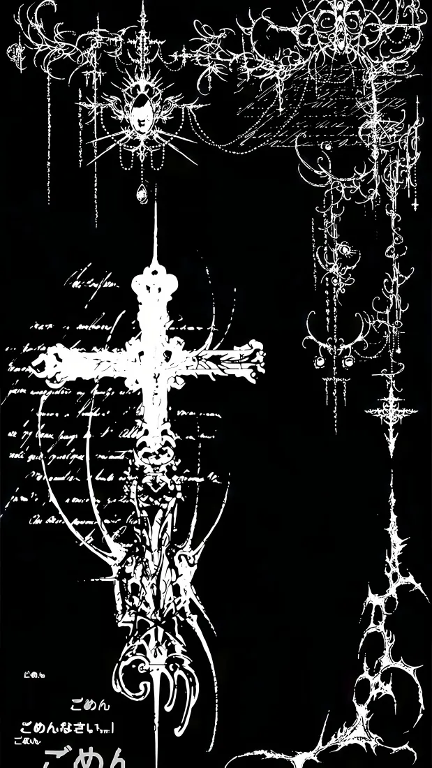 十字架手机壁纸｜黑色背景图片 - 哥特风暗黑艺术「哲风壁纸」