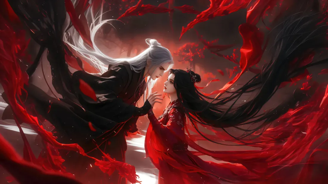 6k仙逆王林李慕婉壁纸｜红黑古风背景图片 - 仙侠「哲风壁纸」