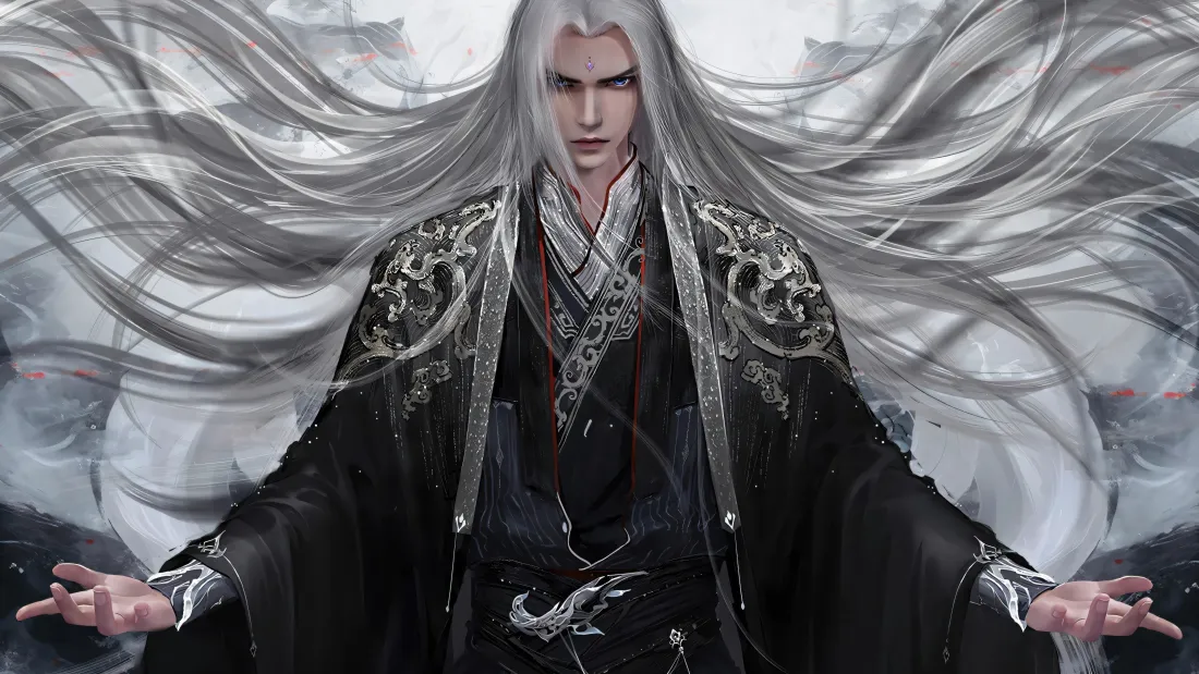 6k王林壁纸｜仙逆古风背景图片 - 长发黑衣玄幻「哲风壁纸」