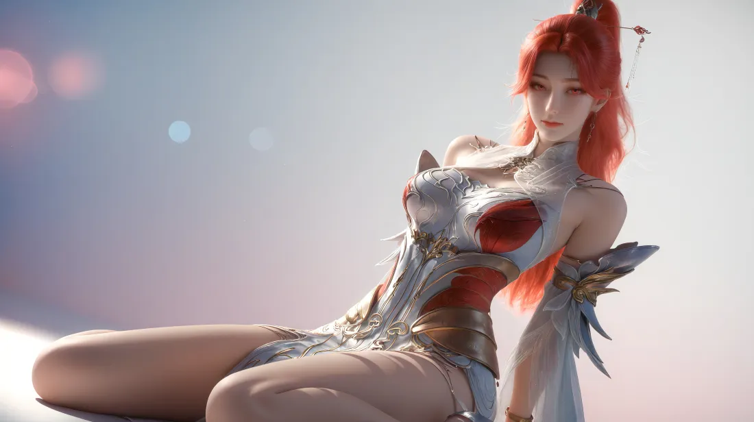 10k火允儿壁纸｜百炼成神背景图 - 红发银装角色「哲风壁纸」