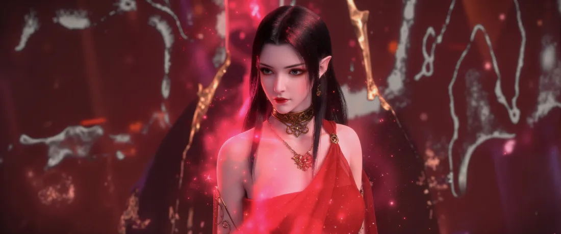 4k美杜莎壁纸｜斗破苍穹背景 - 红色礼服魅惑「哲风壁纸」