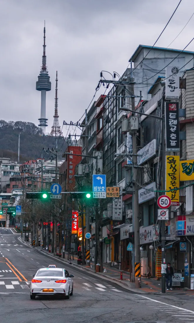 首尔街景手机壁纸｜韩国城市背景图片 - 首尔塔「哲风壁纸」
