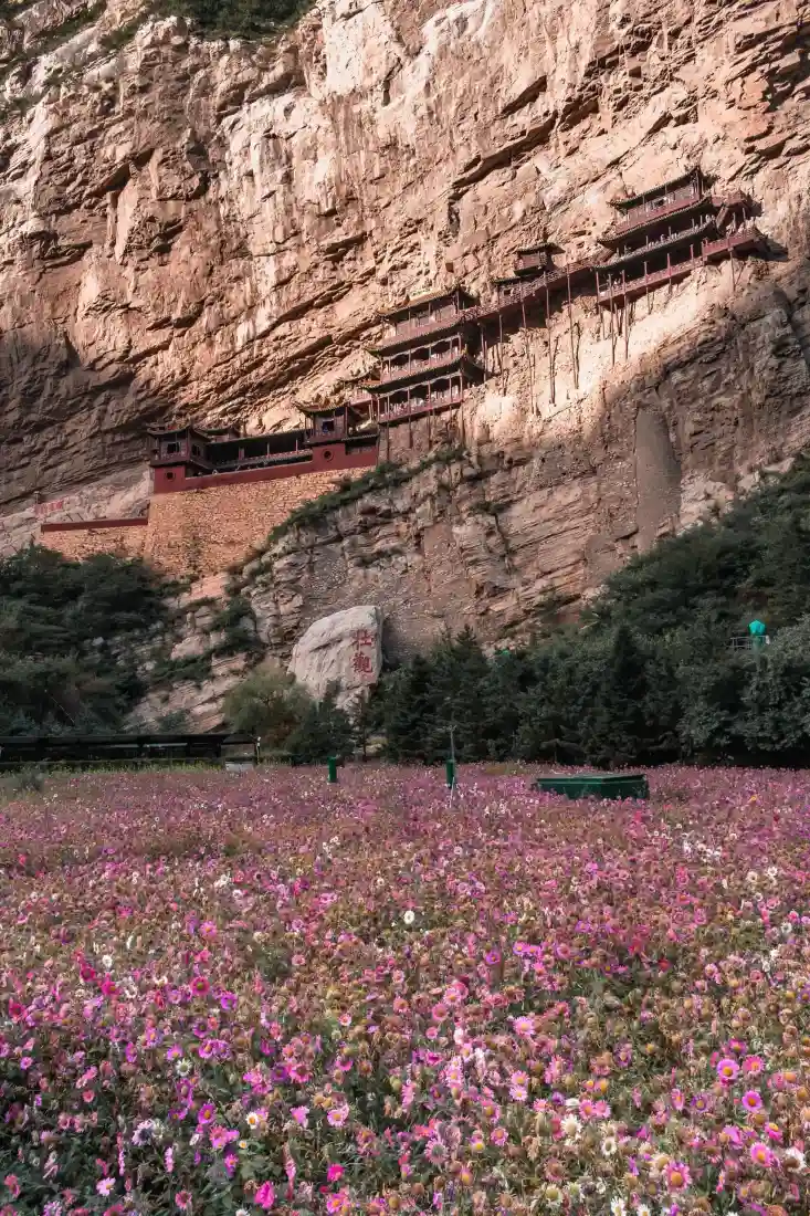 悬空寺手机壁纸｜大同背景图片 - 山西花海风景「哲风壁纸」