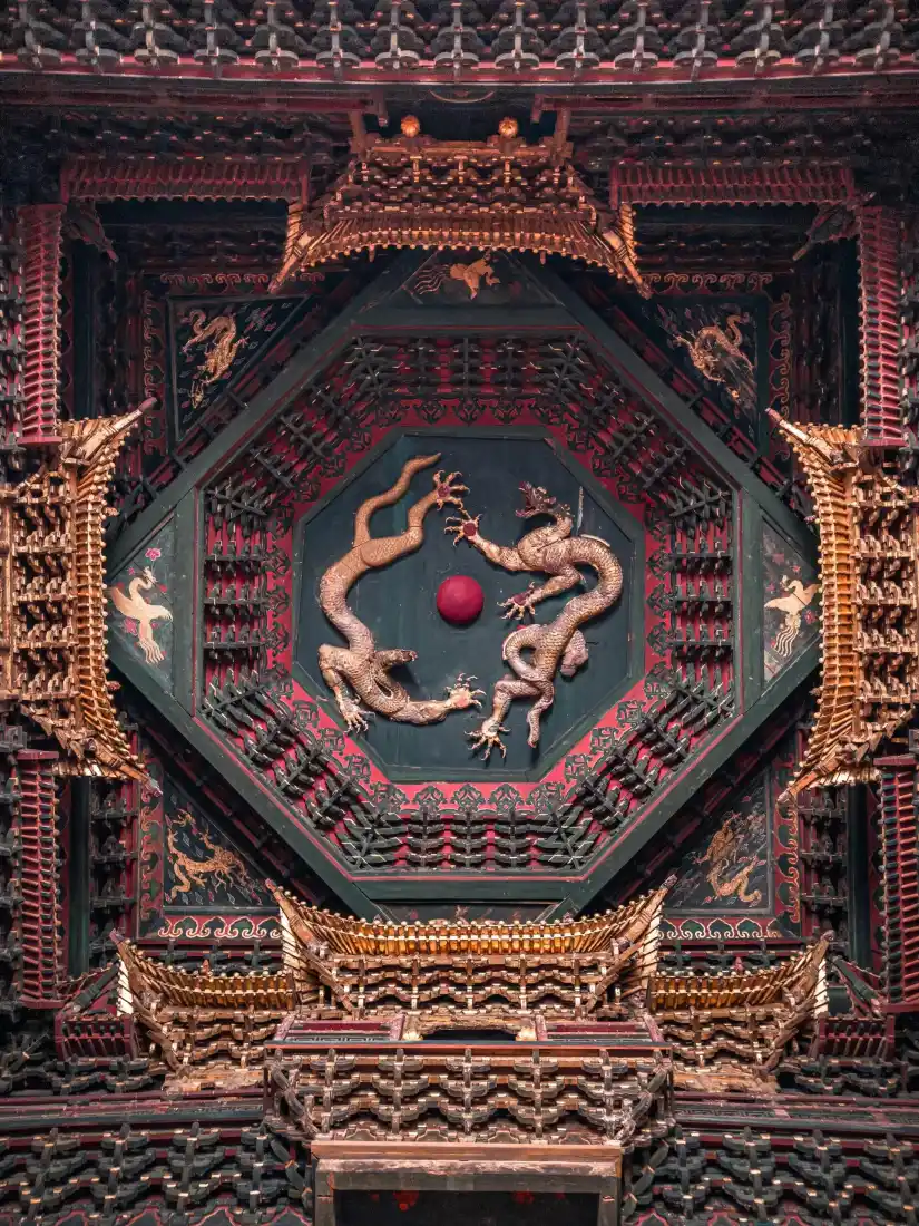 古建筑手机壁纸｜大同背景图片 - 山西龙纹藻井「哲风壁纸」