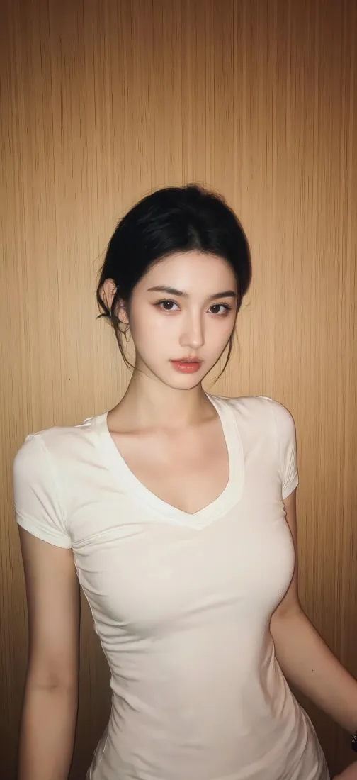 白衣美女手机壁纸｜木质背景图 - 简约时尚气质「哲风壁纸」