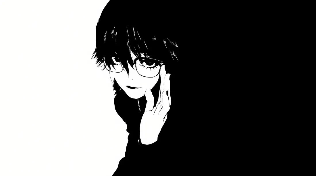 3k动漫人物壁纸｜黑白背景图片 - 病娇少女「哲风壁纸」