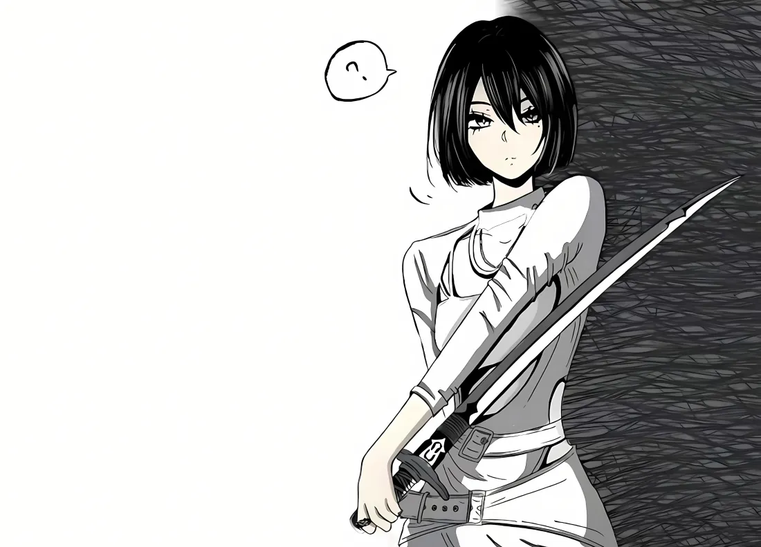 3k三笠·阿克曼壁纸｜黑白背景图片 - 二次元剑士「哲风壁纸」