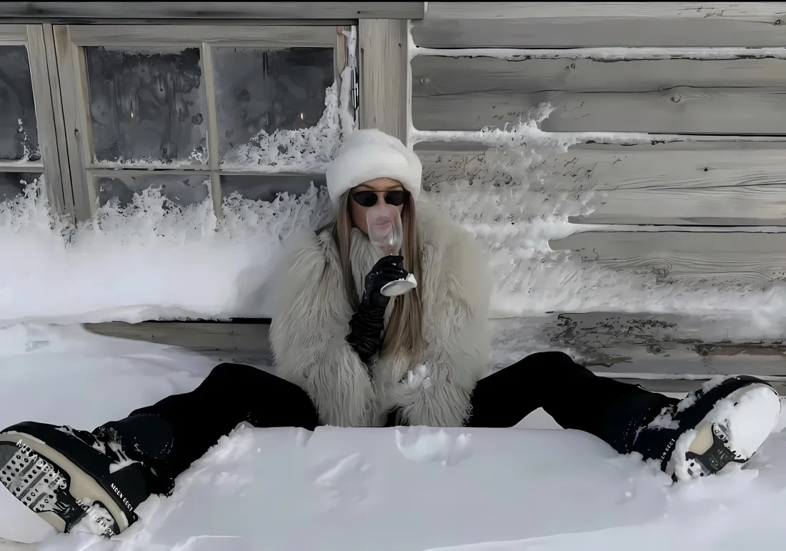 3k冬日雪景壁纸｜雪地背景图片 - 慵懒坐姿「哲风壁纸」