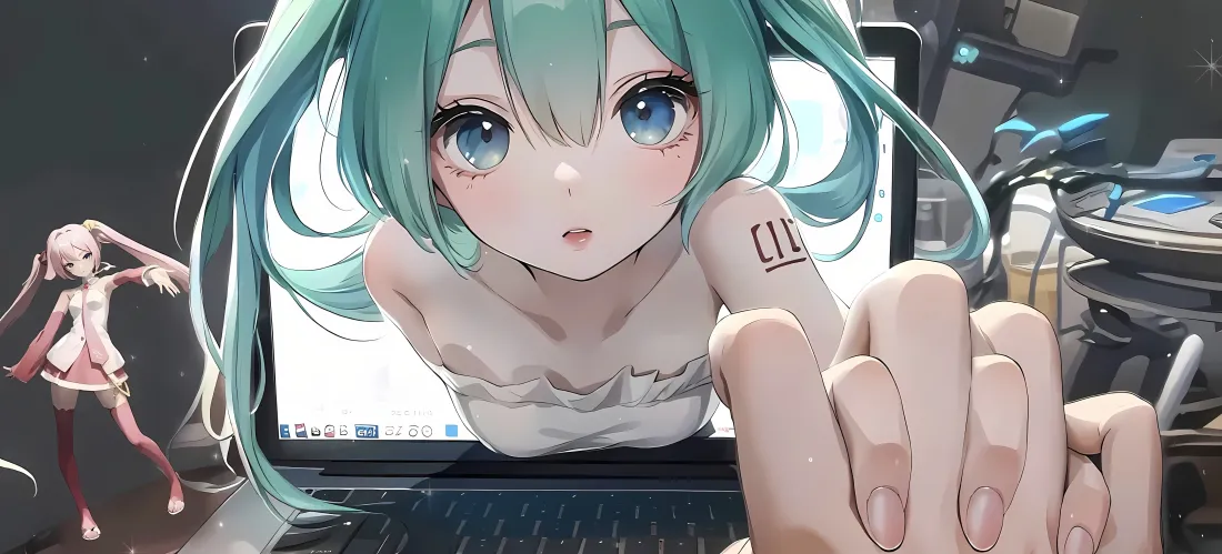 5k初音未来壁纸｜握手背景图片 - 虚拟歌手「哲风壁纸」