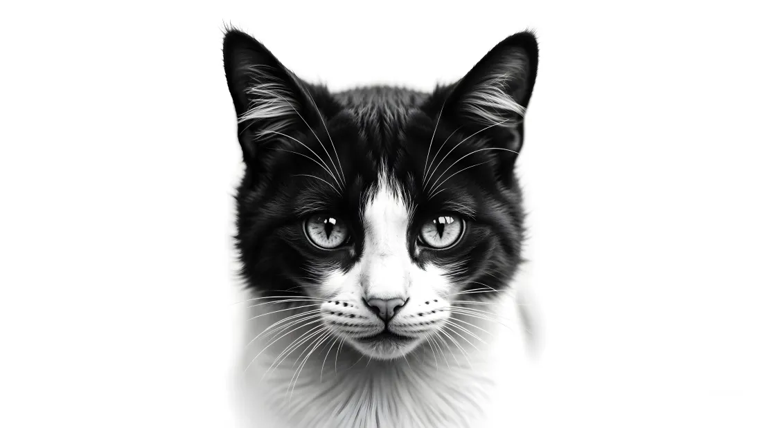 4k黑白猫咪壁纸｜手绘背景图片 - 萌宠动物「哲风壁纸」