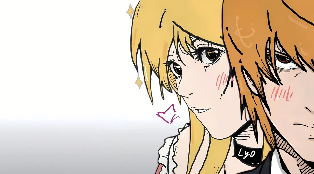 5k金发情侣壁纸｜手绘背景图 - 二次元害羞爱心「哲风壁纸」