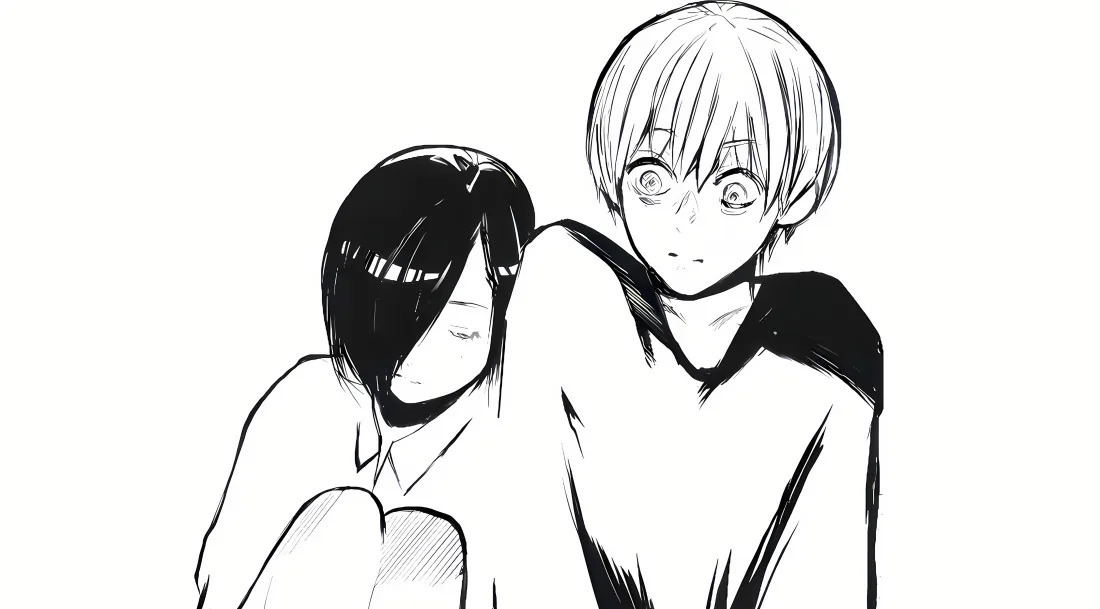 5k二次元人物壁纸｜黑白简笔画背景图片 - 简约「哲风壁纸」