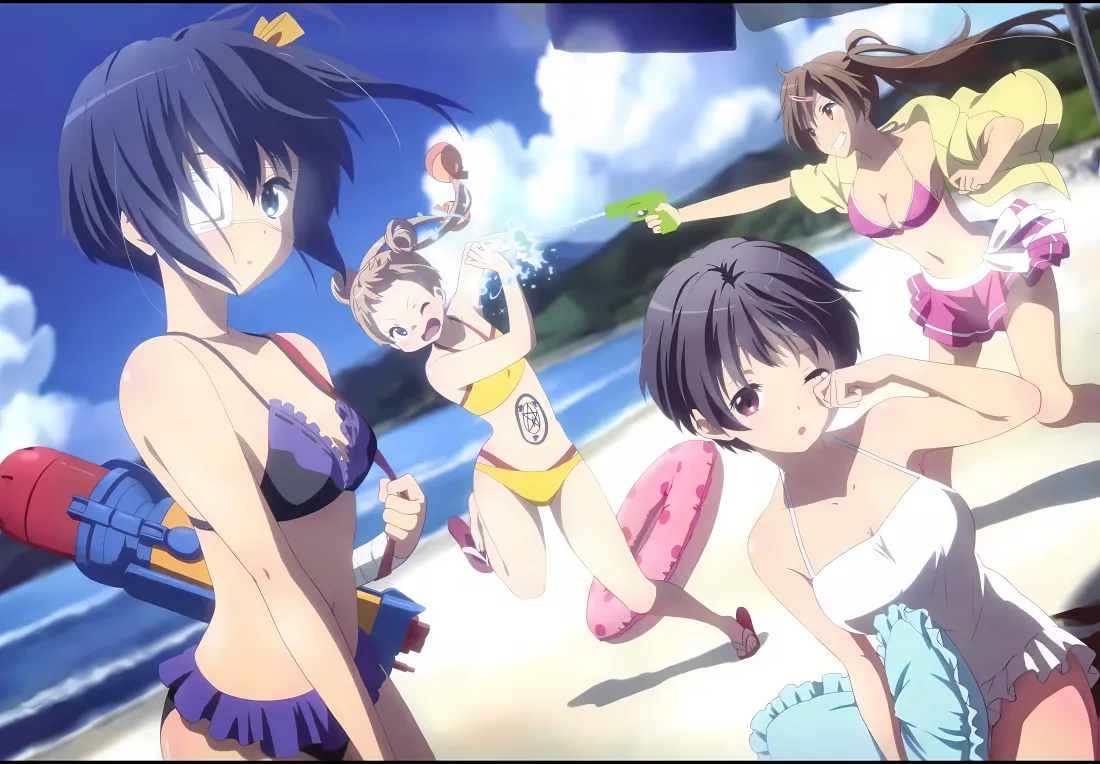 5k小鸟游六花壁纸｜沙滩背景 - 中二病也要谈恋爱「哲风壁纸」